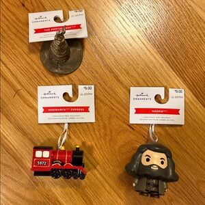 Hallmark The Sorting Hat, Hogwarts Express and Hagrid Ornaments Harry Potter